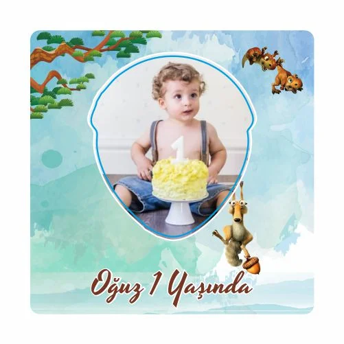 Buz Devri Temalı Doğum Günü Magneti